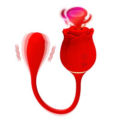 2 in 1 Rose Clitoral Sucking Love Egg Thrusting Vibrator  Rose Sex Toy Suction Stimulator Vibrating Adult Sex Toys for Women