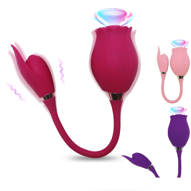 2 in 1 Rose Toy Clitoral Tongue Jump Egg Vibrator for Women Licking Sucking Vibrator Female Stimulator Sex Toys for Adults