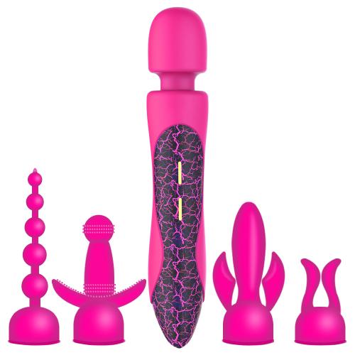 5 in 1 AV Wand Vibrator Massager Soft Silicone Wand Touch Control Sex Vibrator for Masturbation with Wand Massager Oem Odm