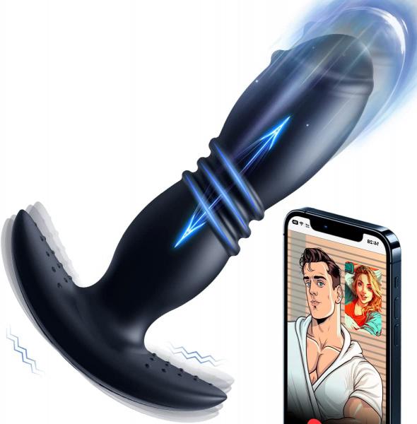 APP Male Anal Vibrators Massager Toy with 10-frequency Remote Control Vibrating Telescopic Anal Plug  Thrusting Prostate Massage