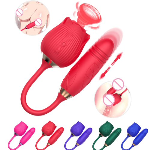 Adult Flower Sex Toys for Female Nipple Sucking Clitoral Rose Vibrator Egg Dildo Telescopic Vibrator