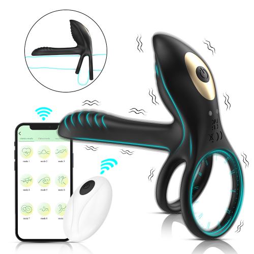 Adult Products Wireless APP Remote Control Double Ring Vibration Silicone Locking Sperm RingSex Toy Vibrator Cock Ring for Man