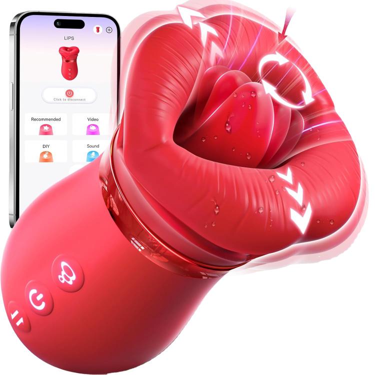 App Remote Control 4 in 1 Mouth Sucking Vibrator Rose Sex Toy 10 Tongue Licking Sucking Adult Anal Clit Nipple G Spot Vibrators