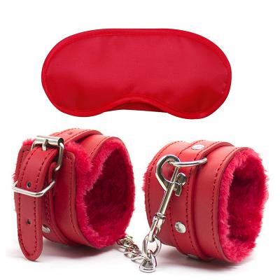 BDSM Kit Couple Sex Toys  Blindfold and Handcuffs, Soft Leather Rest Adult Sex Straps SM Gameplay Tools