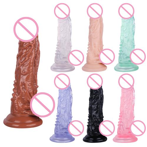 Cheap Factory Wholesale Insertable Penis Female Masturbator Crystal Pvc Dick Adult Sex Toy Manual Realistic Dildo for Woman