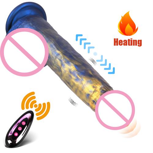 Color Mixing Penis Masturbators Sex Toys Female Heat Thrust Huge Liquid Silicone Rubber Realistic Big Dildo Vibrator for Women