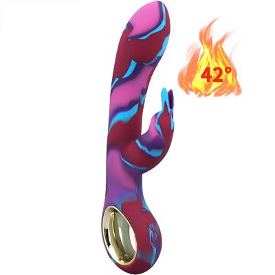 Colorful 10 Frequency Rechargeable Rabbit Dildo Vibrator With Heating Rabbit Vibrator Sex Toy for Women
