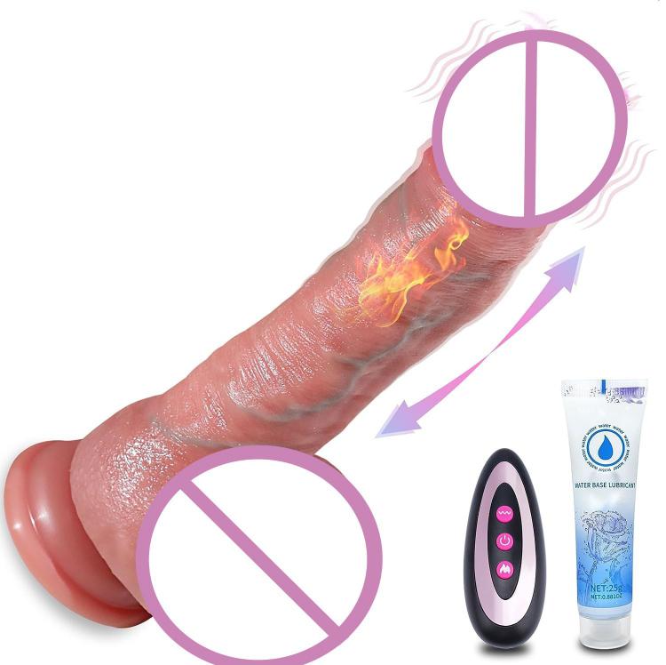Electric Large Penis Masturbators Sex Toys Female Heat Thrust Huge Liquid Silicone Rubber Realistic Big Dildo Vibrator for Women