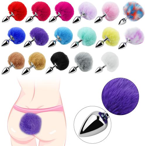 Erotic  Rabbit Butt Black Pink Rabbit Bunny Tail Anal Plug Stainless Steel Cosplay White Size S M L