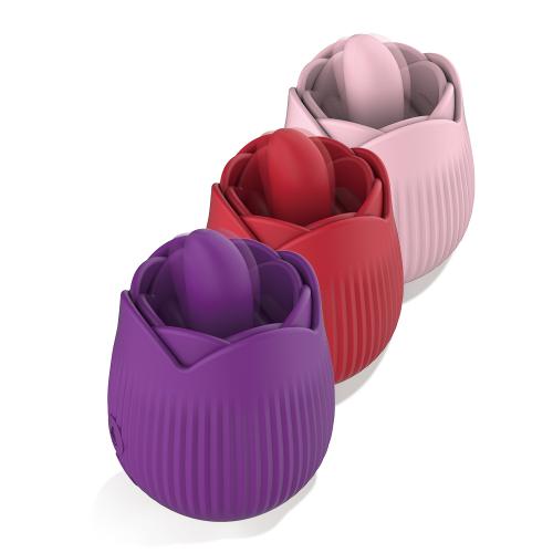 Female Adult Waterproof Rose Tongue Licking Vibrator Shaped Vibrator Silicone Female Adult Masturbating Sex Toys for Woman