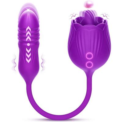 G Spot Flower Clitoris Stimulator love Sex Rose Toy 10 Frequency Telescopic Tongue Licking Rose Vibrator