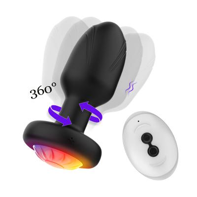 HULAMY Silicone Anal Vibration Sex Toys Remote Control Rotational Swing Butt Plug Adult G-spot LED Light Anal Plug