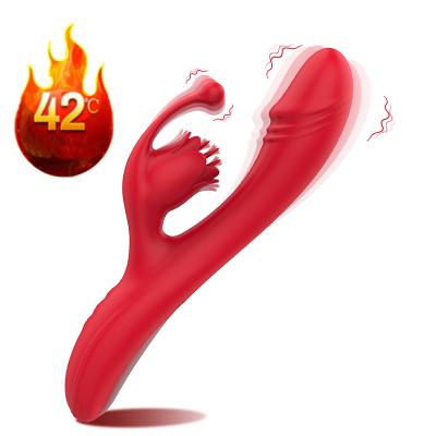 Hot Sale Silicone 10 Frequency Vibration Women Heating Licking Sucking G Spot Clitoris Simulations Massage Vibrator for Female