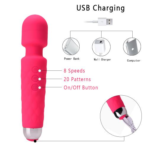 Hot Selling Powerful Female Vibrator Wand Massager 20 Modes & 8 Speeds Wand Massager Clitoris Stimulator Sex Toys for Woman