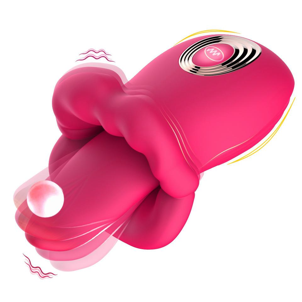 Kissing Fully Automatic Sucking and Biting Tongue Big Mouth Masturbator Silicone Adult Red Lips Tongue Licking Sex Toy for Woman