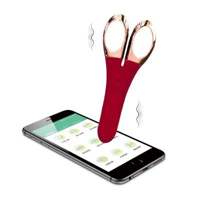 New Styles App Remote Control Silicone G Spot Stimulation Scissor Shape Sex Toy Camouflage Scissors Vibrator