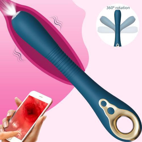 PINKZOOM 360 Bending App Remote Control High Definition Peep Vibrator Female Vagina Anus Masturbator G-Spot Vibrator With Camera
