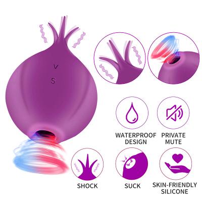 Pink Zoom Rechargeable Portable Rose Petal Vibrator Multifunctional Flirtation Suction Clitoral Breast Vibrator for Women