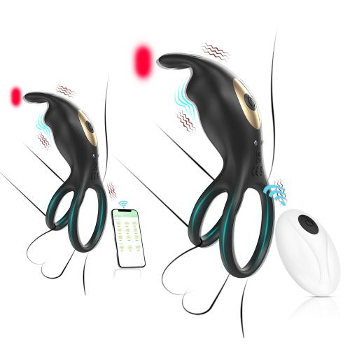 Remote Control App Stimulate the Female Clitoris Dual Ring Lock Ring Sex Toys Silicone Magnetic Vibrating Cock Rings for Men