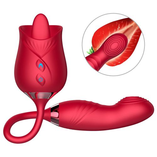 Rose Egg Adult Sex Toy Vibrating Vibrator Extend Rose Dildo Love Egg Masturbator Stem Rose Flower 2 in 1 Licking Vibrator