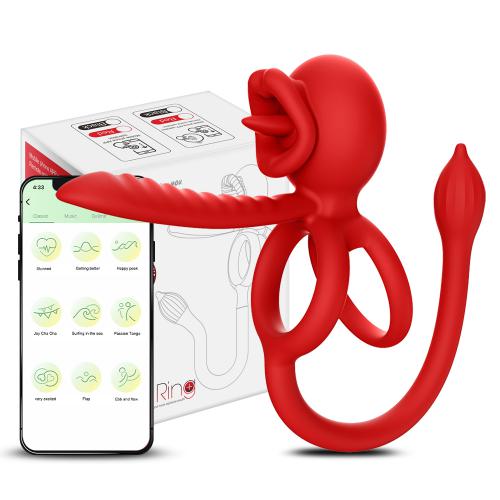 Rose Sex Toy Tongue Licking Cock Rings for Men Couples Wireless Remote Control Nipple Cock Ring Powerful Vibrator Cock Ring