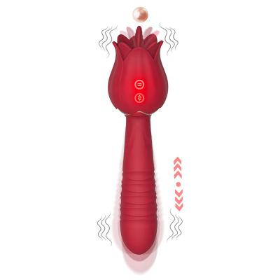 Rose Vibrator Women Vagina G Spot Licking Vibrator Female Clit Tits Licking Stimulating Telescopic Suck Vibrator Massager