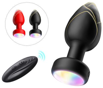 Silicone LED Light Anal Plug  Butt Plug  Vibrating Prostate Massager Remote Control Adult G-spot Sex Toys for Men and Women