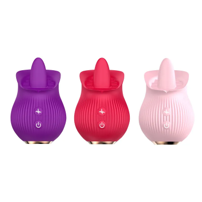 Wholesale Rose Adult Toy for Women Nipple Clitoris Licking Masturbator Silicone Flower Vibrator Rose Vibrator Sex Toys For Woman