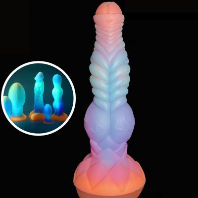 Large Animal Dog Knot Dildo Glow in the Dark Huge Soft Fantasy Silicone Dildo with Suction Cup Big Adult Anal Toys for Women Men