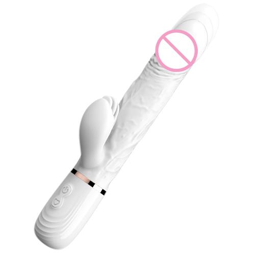  White Color Telescopic Tongue Licking Rechargeable Powerful Mute Waterproof Dildo Vibrator Sex Toys for Woman Sexy Toys