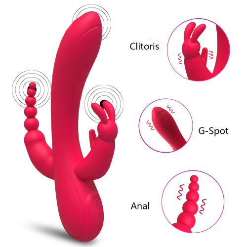 12 Function Rabbit Vibrator G-spot and P-spot Anal Vibrator Triple Curve Rechargeable Dildo Vibrator for Women Clit Stimulator%
