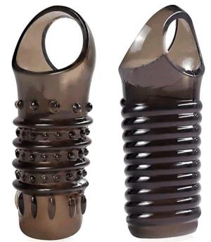 2pcs/set Penis Sleeve Cock Enlarger Male Length and Girth Extender Male Delay Ejaculation Enhancement Dual Support Sheath%