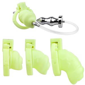 ABS Green Anal Plug Chastity Cage for Adult Anal Massage Prostate Stimulation Cock Cage With Catheter Cock Ring