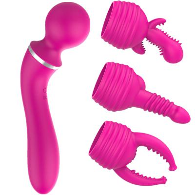 AV Stick Charging 3 Head Sex Toys for Woman G-spot Massager Dual Motor Dildo Vibrator Silicone Sex Shop Powerful Wand Red%