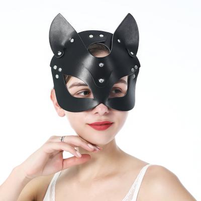 Adult Sex Products SM Sex Toy Bdsm Women Leather Eye and Collar Catwoman Cosplay  Adult Game Halloween Carnival Masquerade %