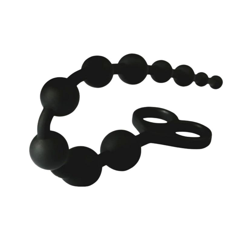 Anal Beads Sex Toy Silicone Anal Bead with 10 Balls Gradual Size Increase Safe Pull Ring Adult Toy for Men Women Couples