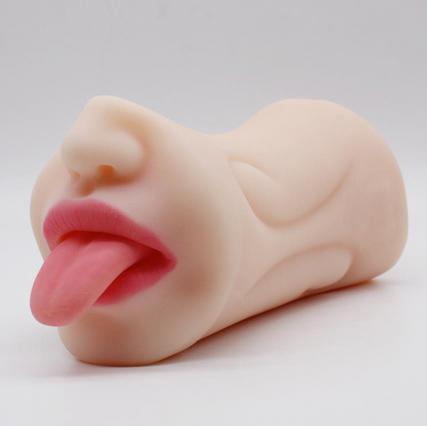 Double Holes Lifelike Male Masturbator 480g Tongue Oral Blow Job Pocket Pussy 3D Realistic Textured Sex Toys for Men Adult%