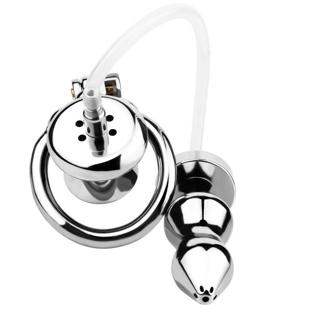 FRRK-3240 304 Stainless Steel Chastity Lock with Anal Plug for Men
