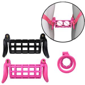 FRRK ABS Resin Penis Cage Pink Black Male Chastity Lock for Men Bondage Penis With Belt Harness Bird Cage