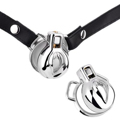 FRRK Small Sissy Chastity Cage,Pussy Shaped Chastity Cage,chastity Cage with Belt,Metal Chastity Cage,BDSM Sex Toys for Men Faak