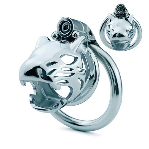 FRRK Tiger Head Chastity Cage, Male Chastity Cage Devices,chastity Cage Steel,spiked Chastity Cage As Bondage Set BDSM Game Toy