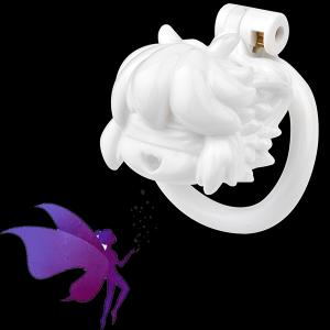 FRRK White Resin Cock Cage for Men Bondage Game with Belt Harness Sex Toy BDSM with Four Size Cock Ring Male Chastity Device