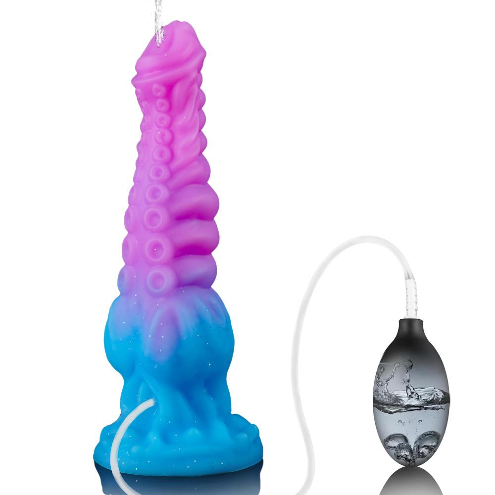 Fantasy Monster Squirting Dildo Tentacle Dildo Ejaculating Toy with Big Knot Dragon Penis with Suction Cup Silicone Anal Plug