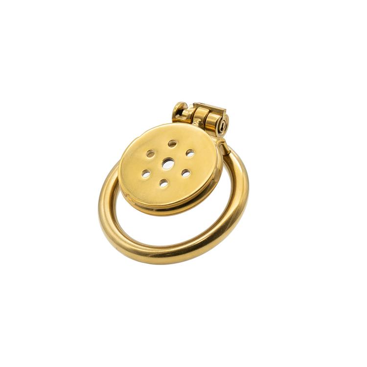 Gold Stainless Steel Flat Male Chastity Device Hidden Lock Penis Sex Toys for Men