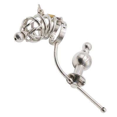 High Quality Metal Penis Lock With Urethral Sound Anal Plug Cock Bondage Cage Male Chastity Device