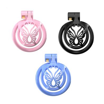 Hollow Butterfly Plastic Mini Male Chastity Lock Device Short Cock Cage Bondage Set Adult Toys