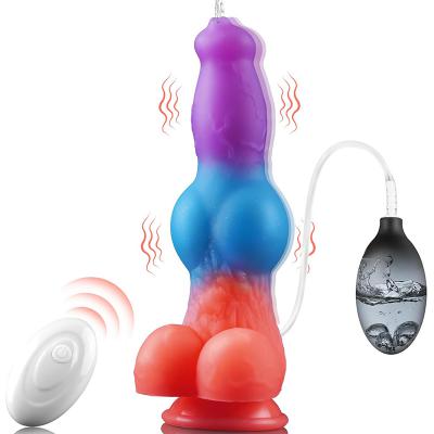 Hot Silicone Monster  Dildo Large Luminous Animal Dog Double Knot Penis Vagina Dildo Squirting Electric Dildo for Men Women
