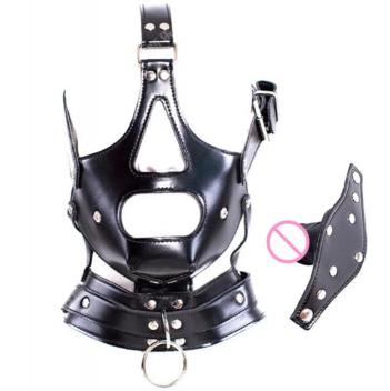 Leather Fetish Headgear BDSM Bondage Ma Sk Hood Restraint Adult Cosplay Female Man Sex Toys for Couples Women Fetish Ga Y Dildo%