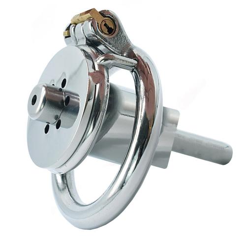Male Chastity Device with Metal Conduit Flat Penis Cage Cock Lock Sex Toys