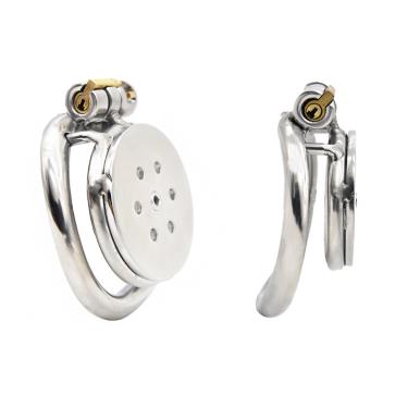 Male Chastity Devices Stainless Steel Male Curved Ring Cock Cage Flat Inverted Chastity Cage Small Size